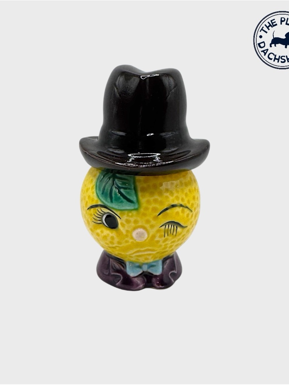 Vintage Yellow Winking Lemon with Black Hat Shaker Set